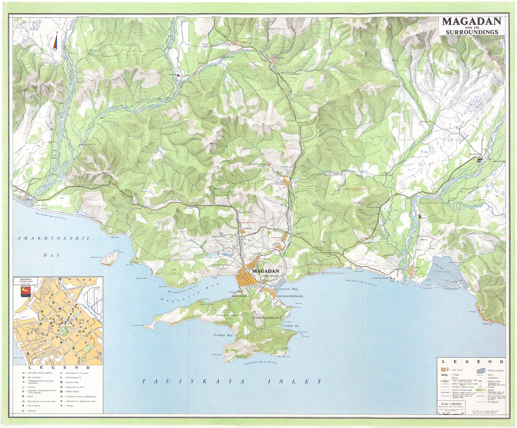 Карта Магадана географическая
